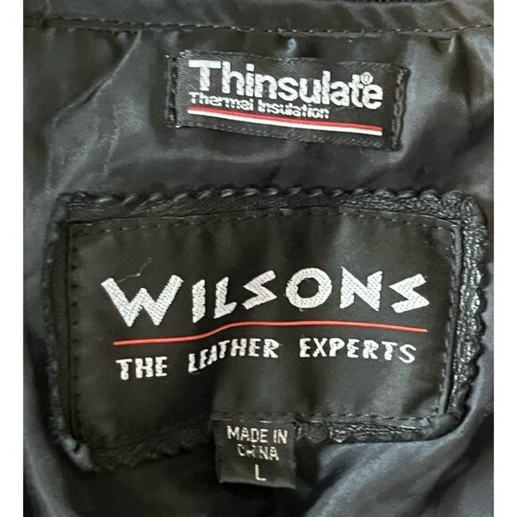 Vintage Wilsons Long Leather Black Jacket Mens Large Lined 3M Thinsulate - Picture 10 of 12